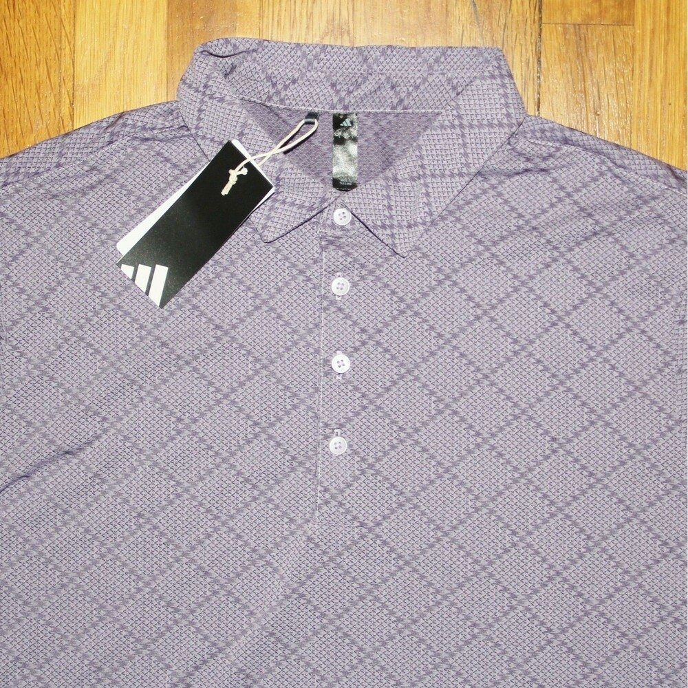Adidas Ultimate365 Hounds Jacquard Golf Polo Shirt Mens L Powder Plum
